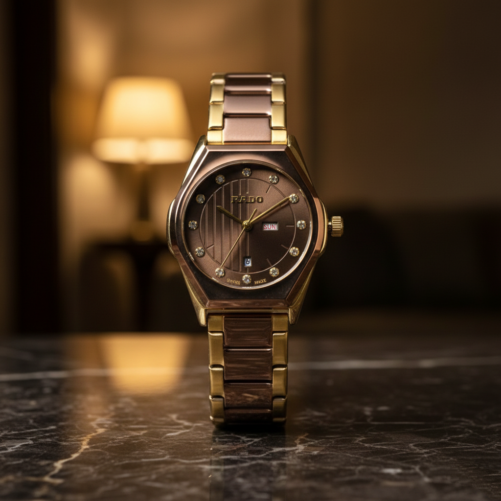 RADO (BZ-SS01) Brown Dial Stainless Steel Watch - Water Resist