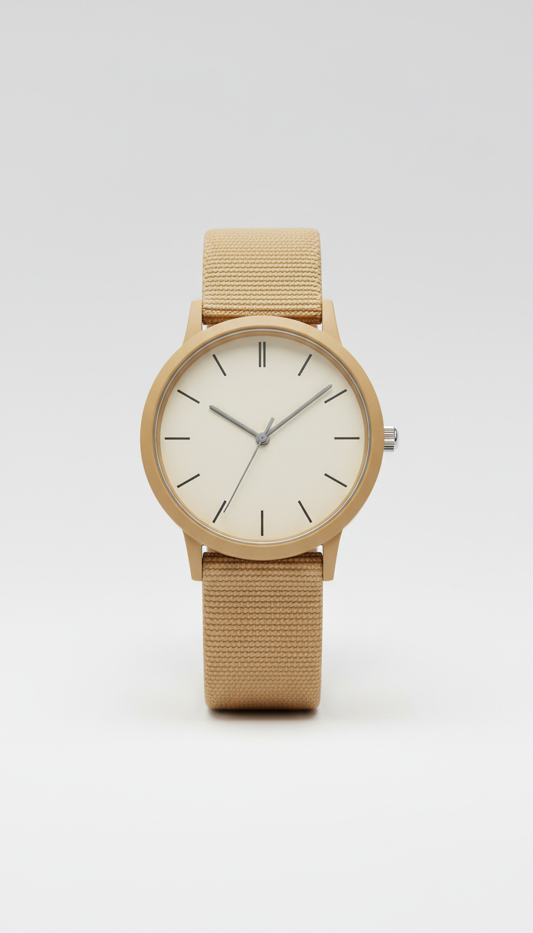 Analog unisex watch in warm sand finish