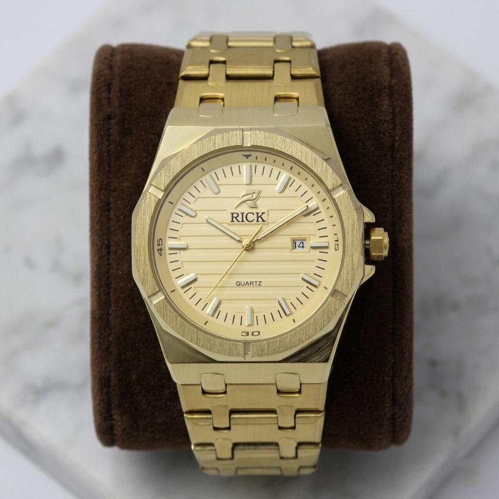 RICK Men's Quartz Watch (BZ-ES39) - White Textured Dial | Stainless Steel