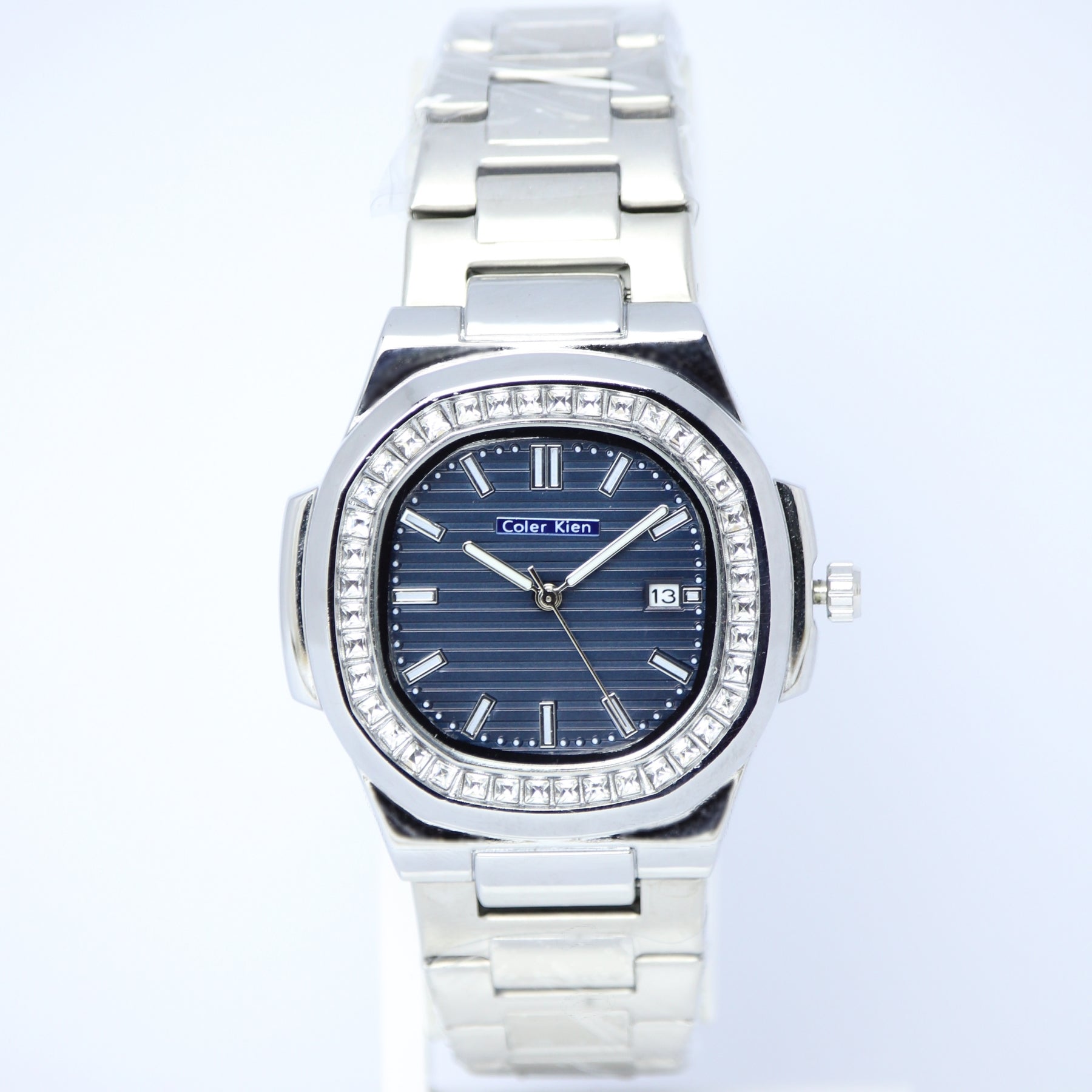 Coler Kien Men’s Semi-Automatic Watch (BZ-ES11) – Blue Dial with Diamond Bezel