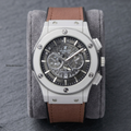 HUBLOT Men's Quartz Watch (BZ-FD01) - Grey Dial with Brown Straps