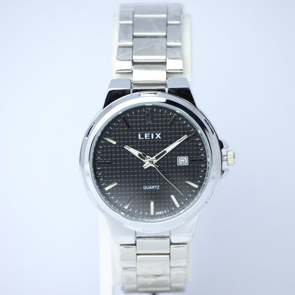 LEIX Men’s Quartz Watch (BZ-ES19) – Black Textured Dial Stainless Steel