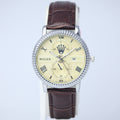 Rolex Leather Strap Men’s Watch (BZ-FD05) with Date – Brown