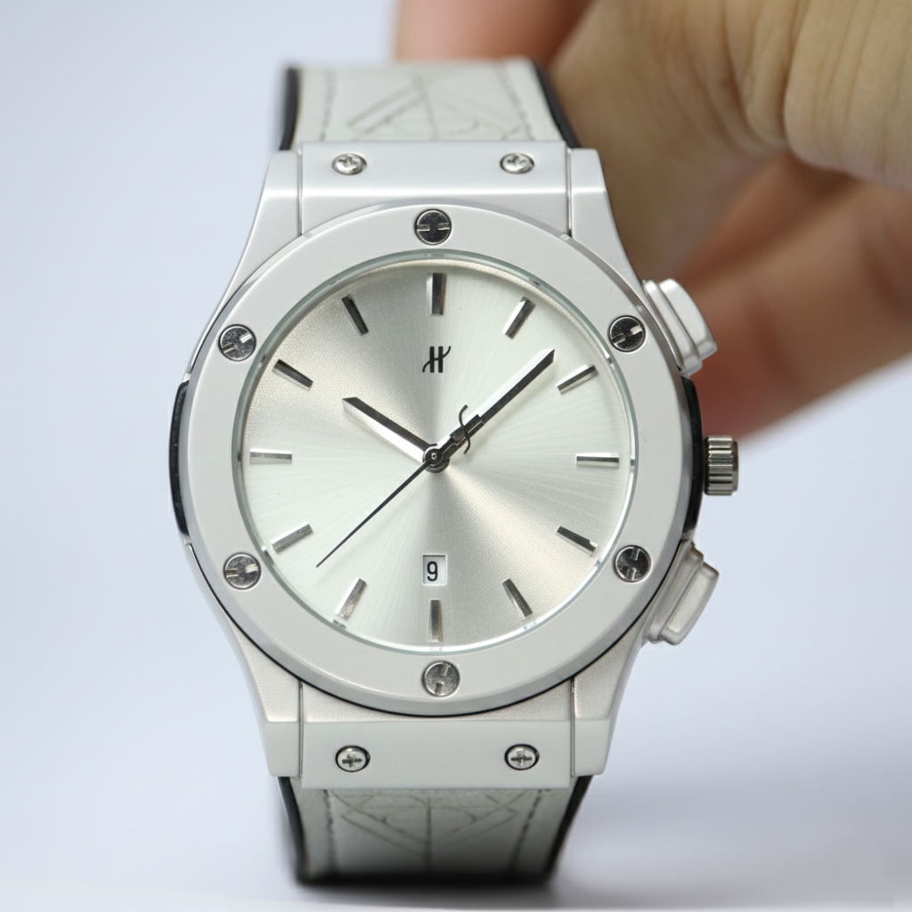 HUBLOT Men's Quartz Watch (BZ-FD01) - White Dial with Date