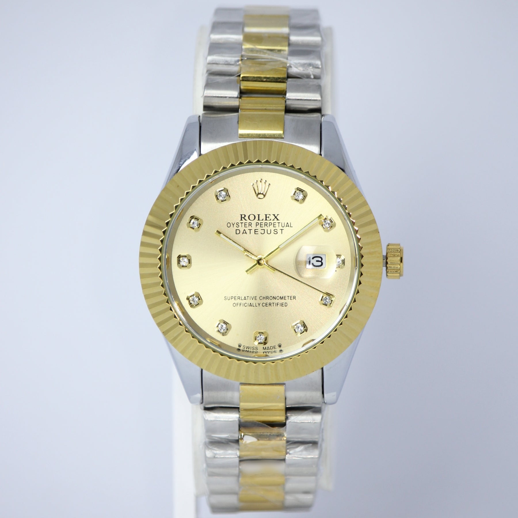 Rolex Oyster Perpetual Datejust Men’s Watch (BZ-ES015) – Gold Dial with Gold Case