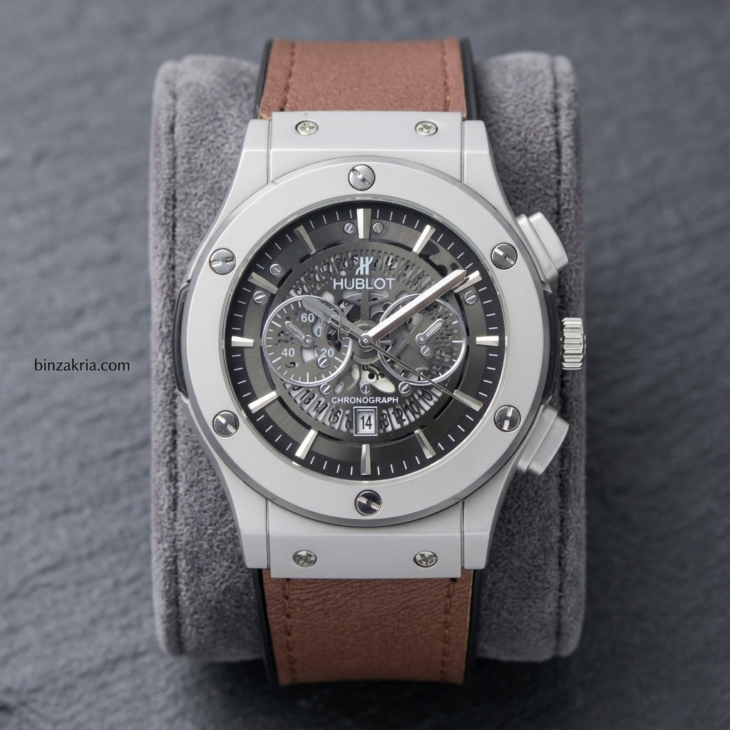 HUBLOT Men's Quartz Watch (BZ-FD01) - Grey Dial with Black Straps