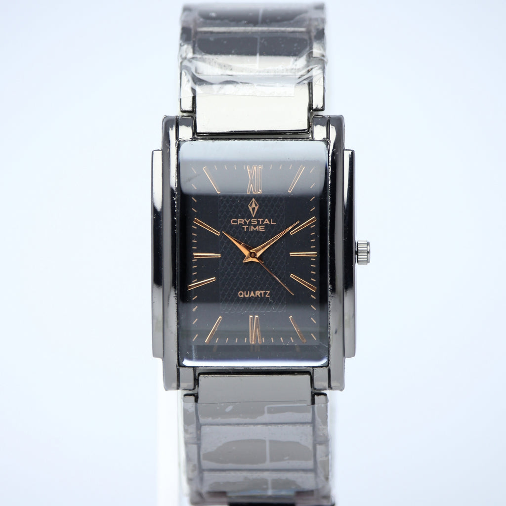 Crystal Time Men’s Quartz Watch (BZ-ES33) – Rectangular Black Dial