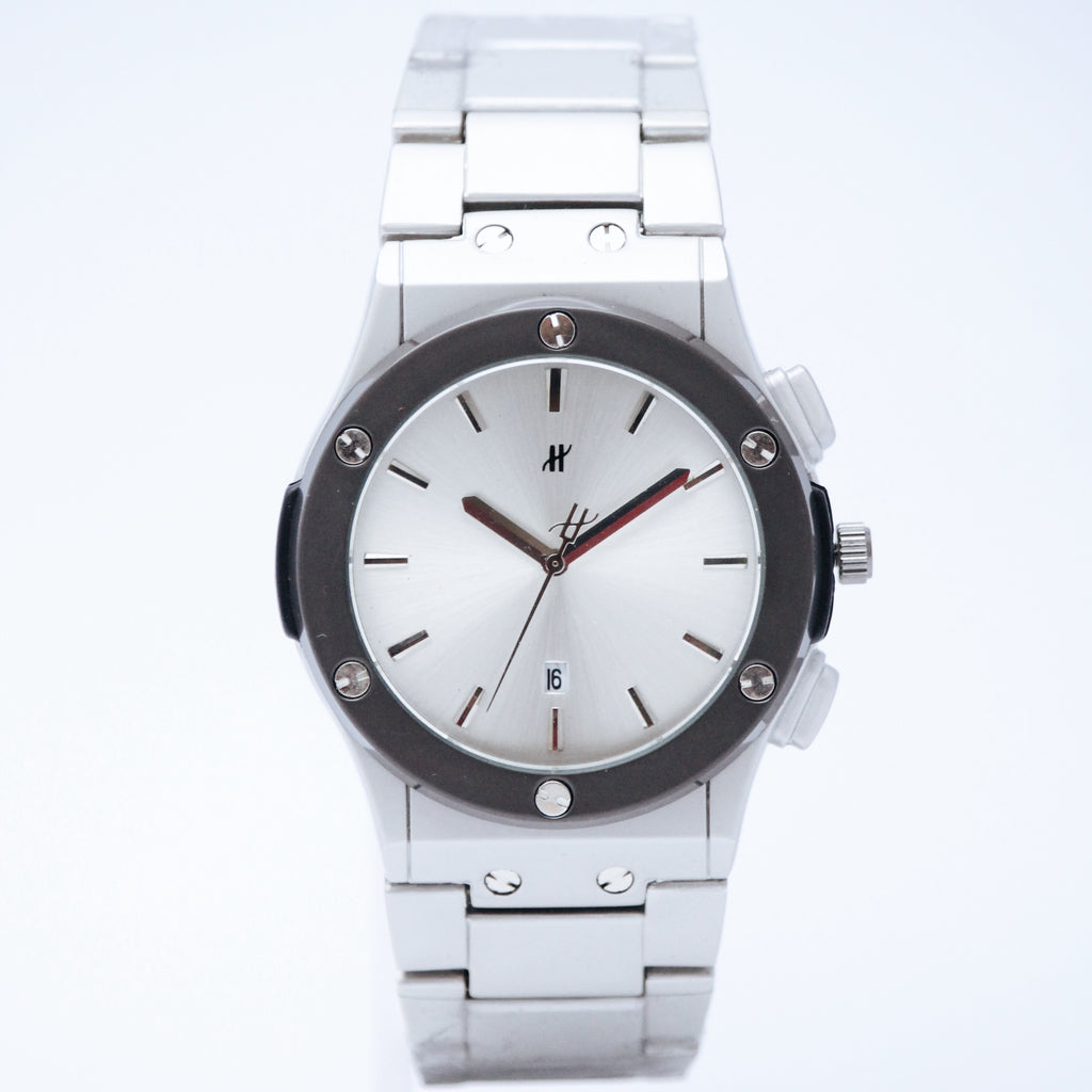 Hublot Men’s Quartz Watch (BZ-ES10) – Silver Dial Stainless Steel