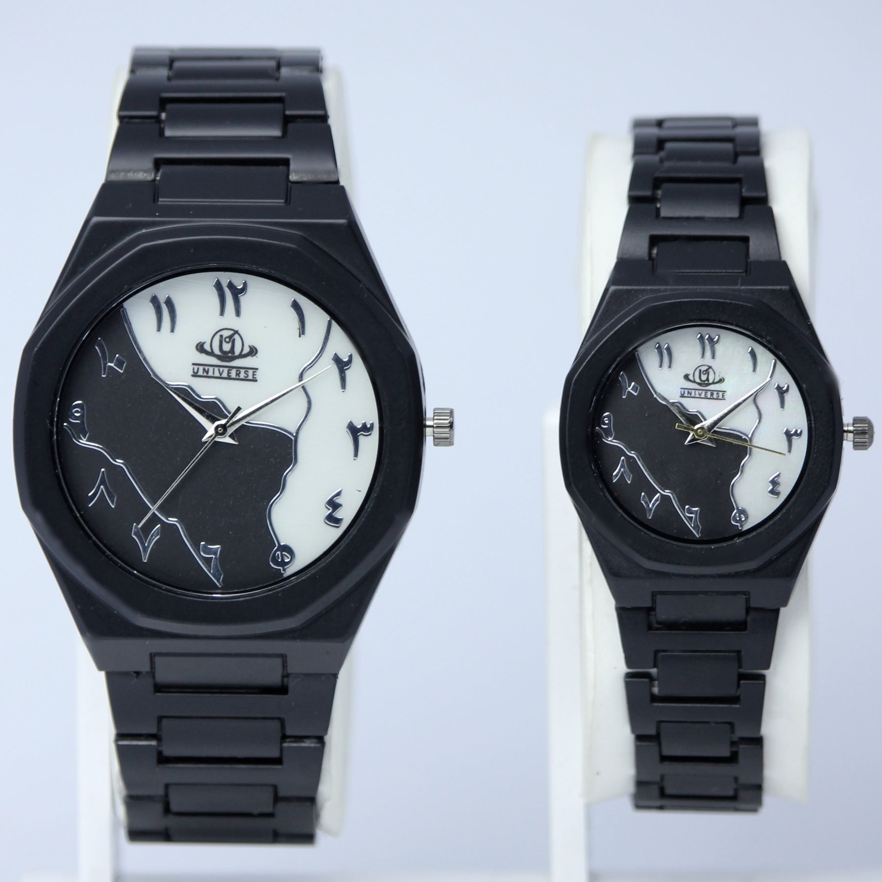 UNIVERSE Arabic Numeral Couple Watches (BZ-HH05) – Stylish Black Stainless Steel