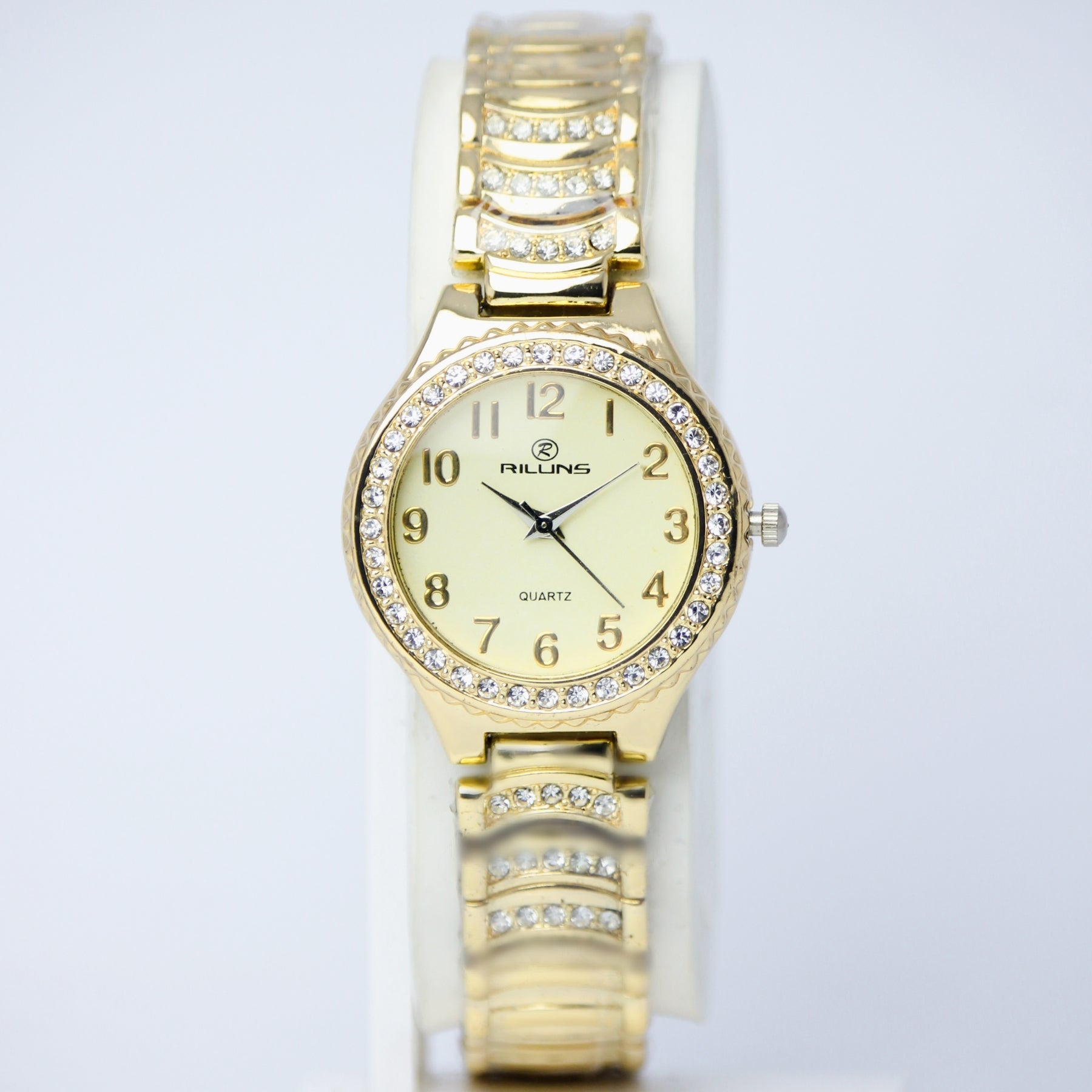 RILLINS Women’s Gold Crystal Watch (BZ-SS03) - Gold Dial with Stone Detailing