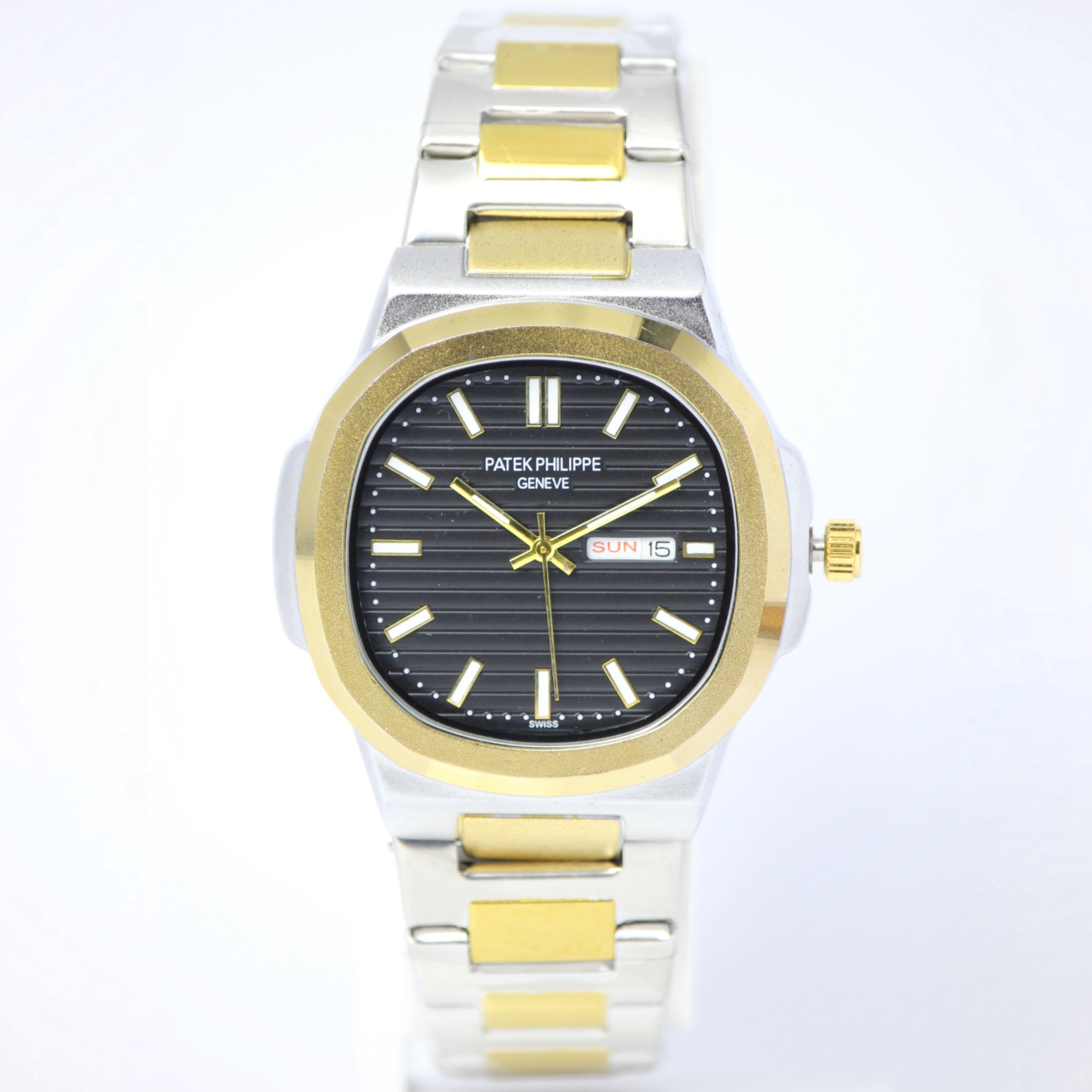 Patek Philippe Nautilus Men’s Watch (BZ-ES03) – Silver Gold Strap