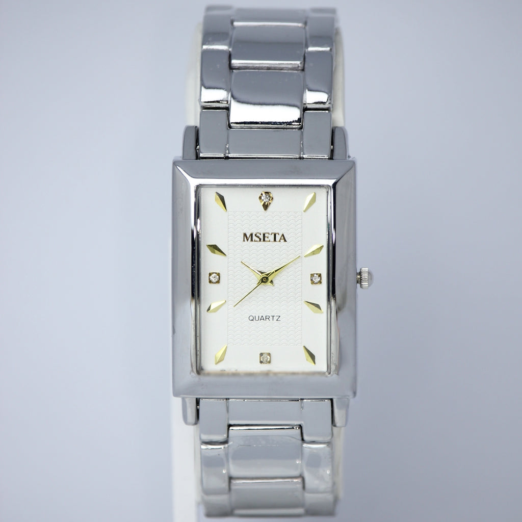 MSETA Men’s Quartz Watch (BZ-ES18) – Rectangular White Dial Stainless Steel