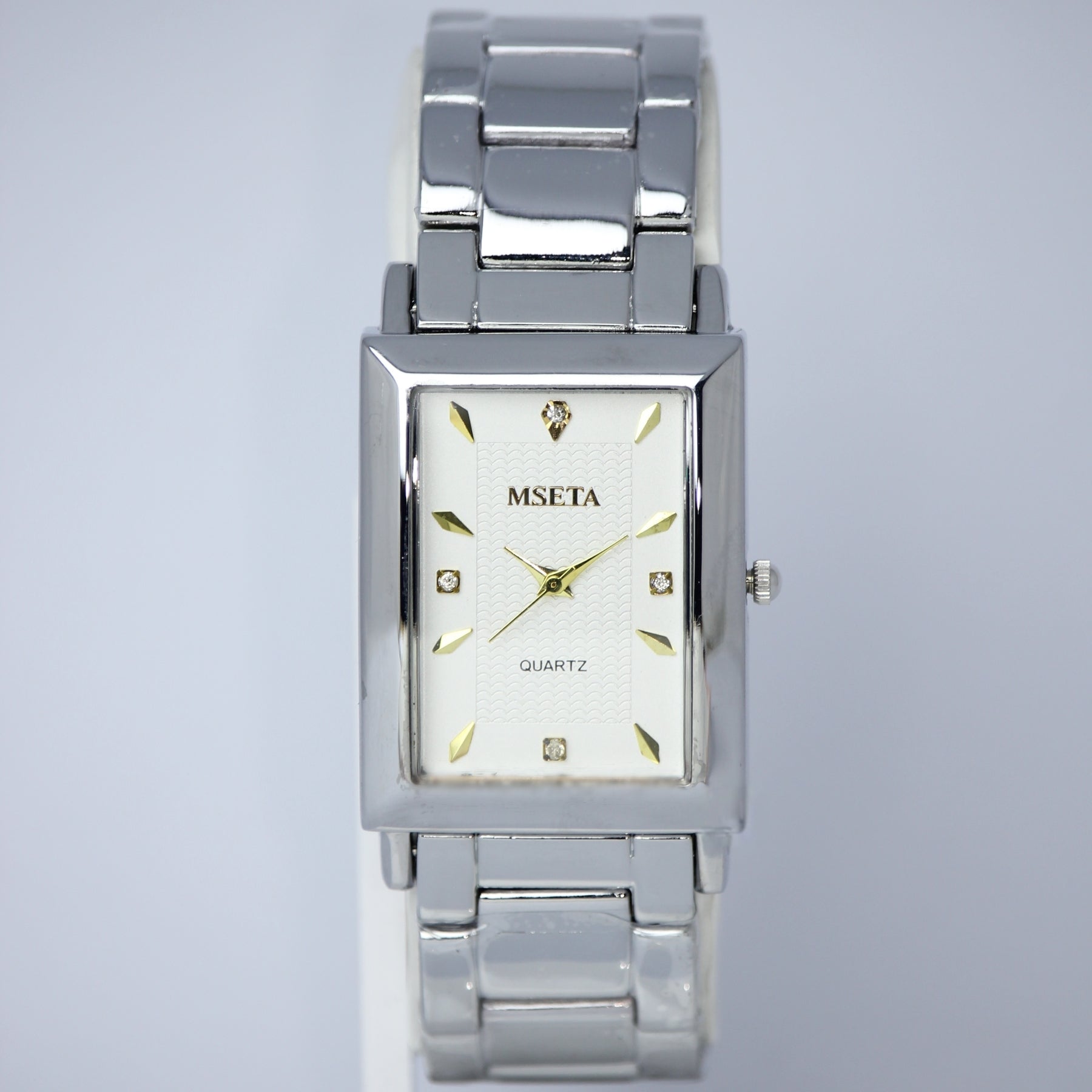 MSETA Men’s Quartz Watch (BZ-ES18) – Rectangular White Dial Stainless Steel
