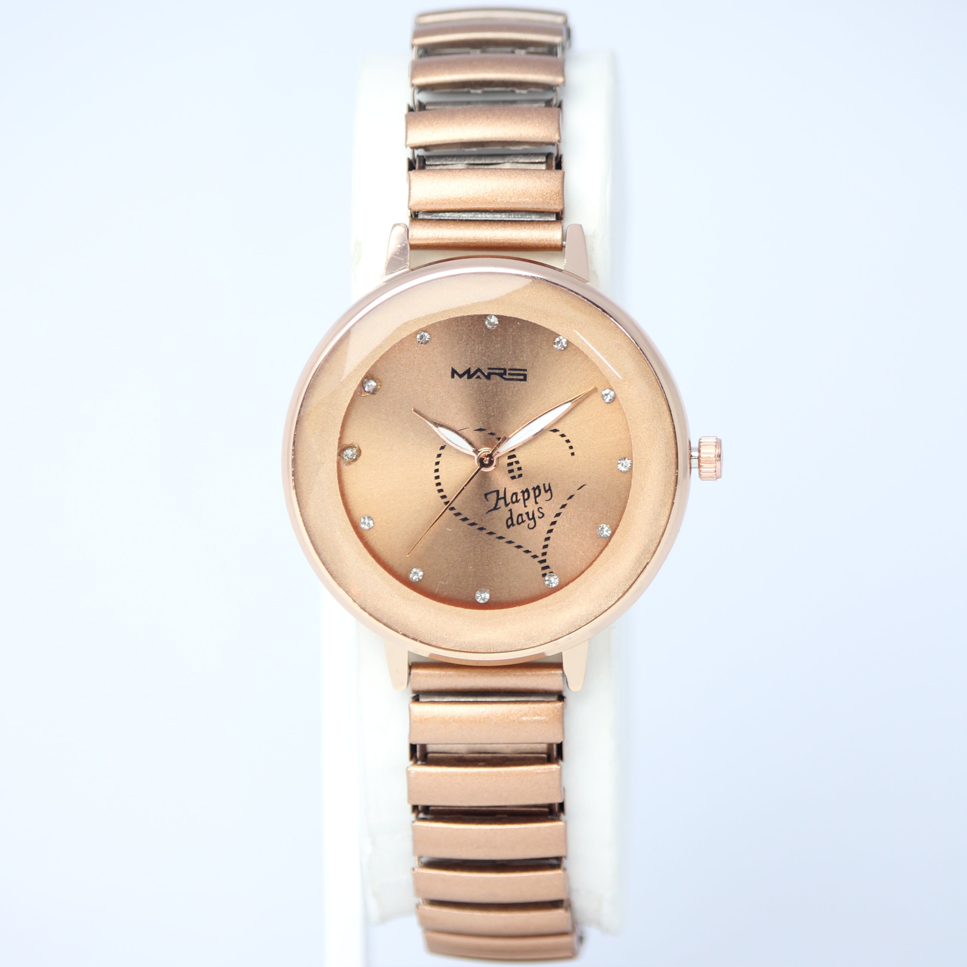 MARS Women’s Black Heart Dial Watch (BZ-F01) – Elegant Black Metal Strap