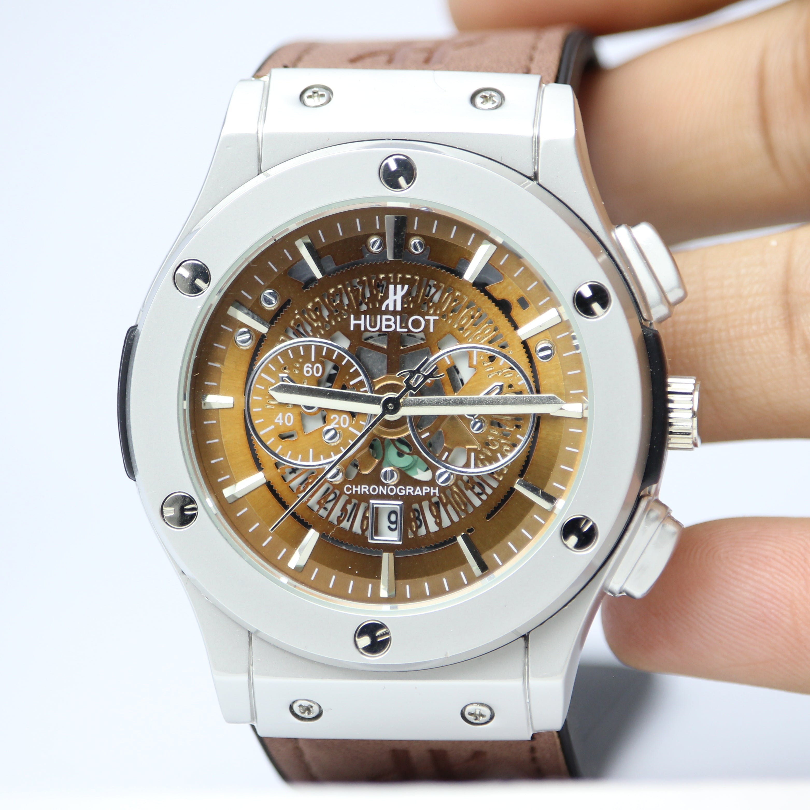 HUBLOT Men's Quartz Watch (BZ-FD01) - Brown Dial with Date