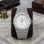 RICK Men's Quartz Watch (BZ-ES39) - White Textured Dial | Stainless Steel