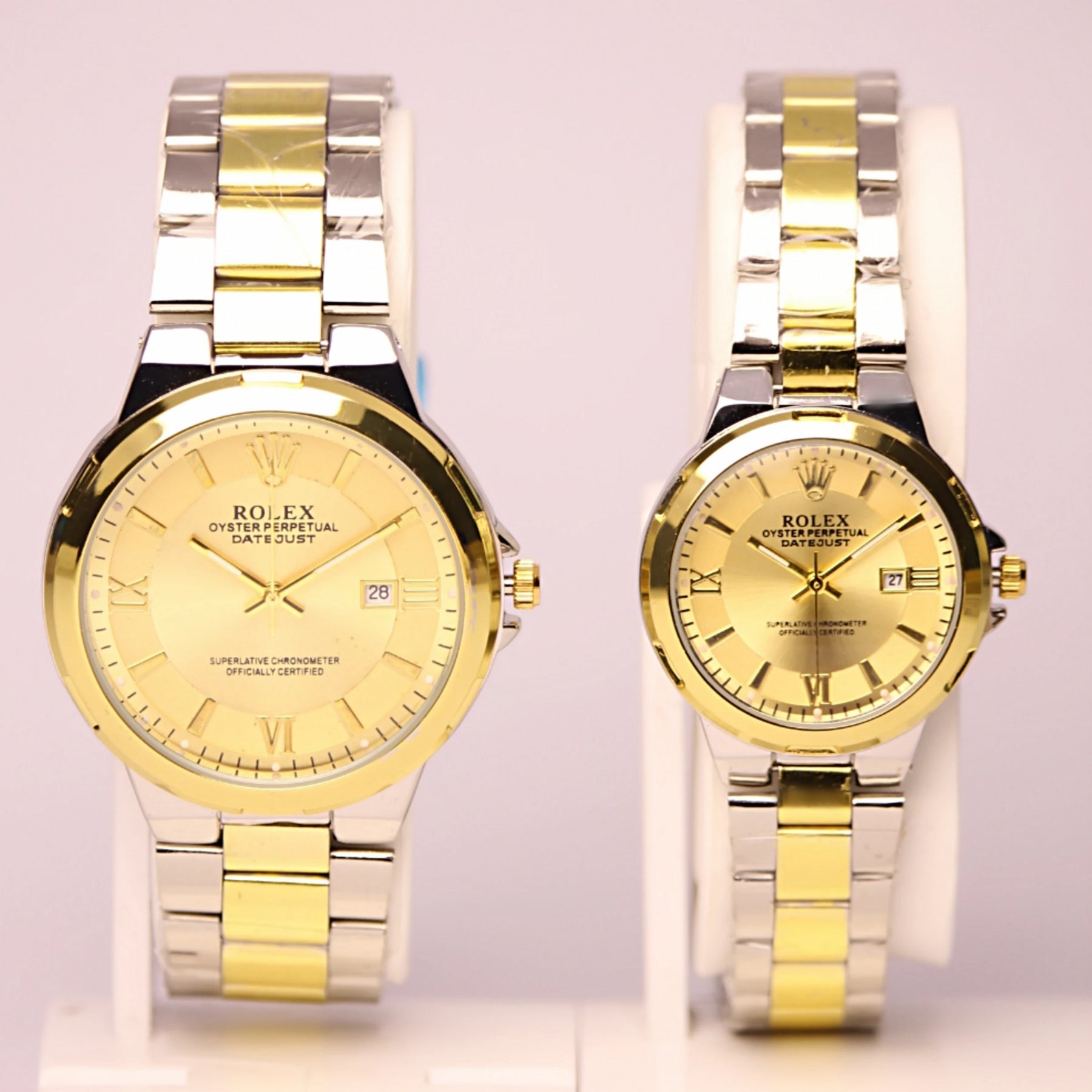 Rolex (BZ-HH01) Luxury Gold-Silver Couple Watch – Jubilee Chain