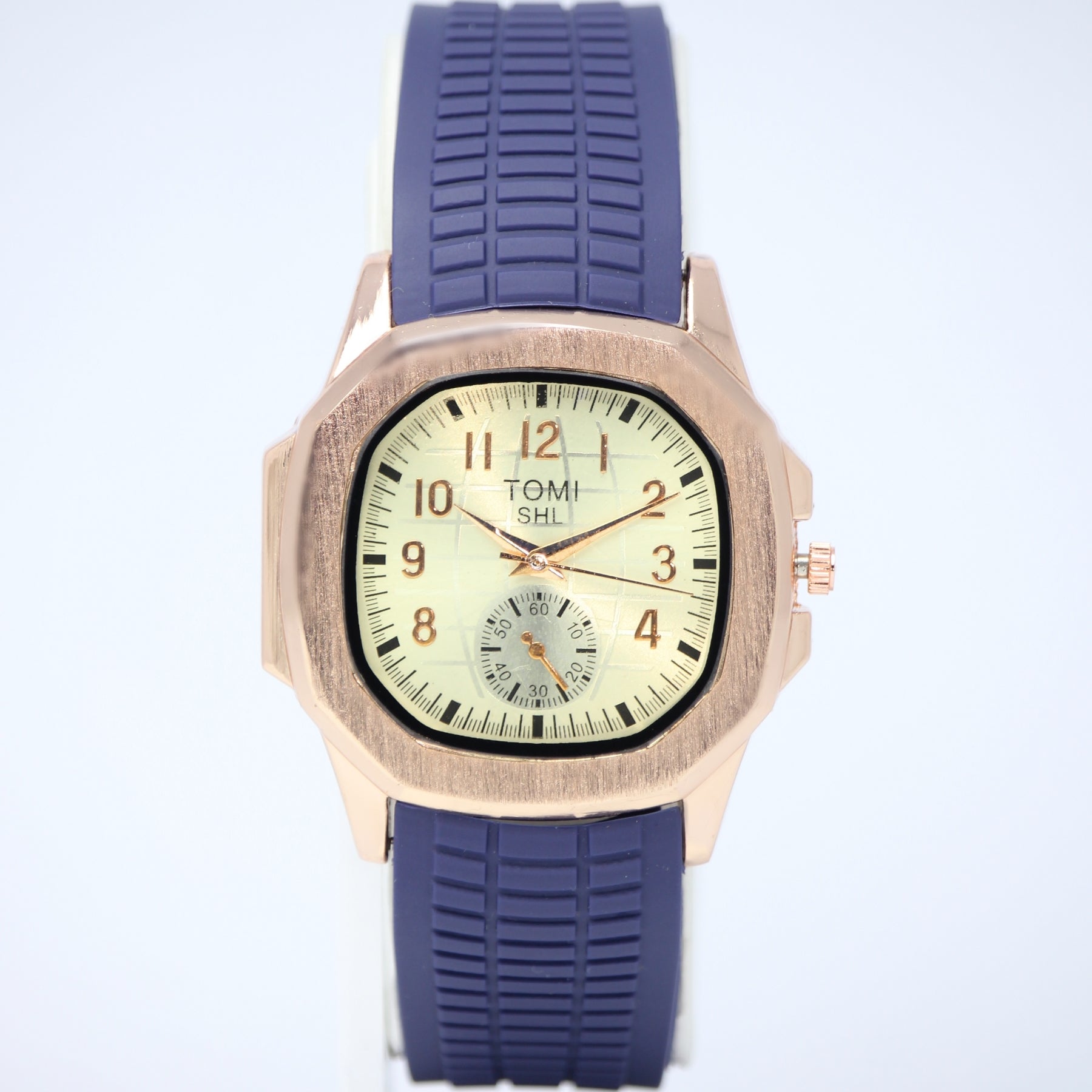 TOMI SHL Men’s Quartz Watch (BZ-FD15) – Cream Dial with Rose Gold Case