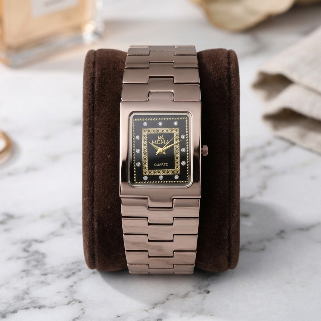 MEMA Quartz BZ-SS05 Women's Rose Gold Watch - Rectangular Dial