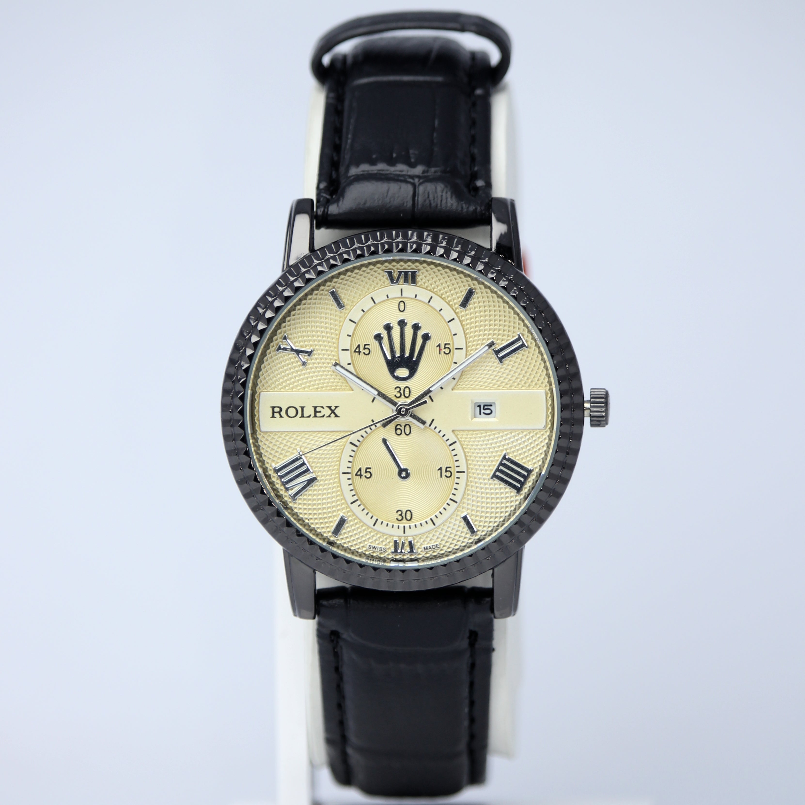 Rolex Leather Strap Men’s Watch (BZ-FD05) with Date – Brown