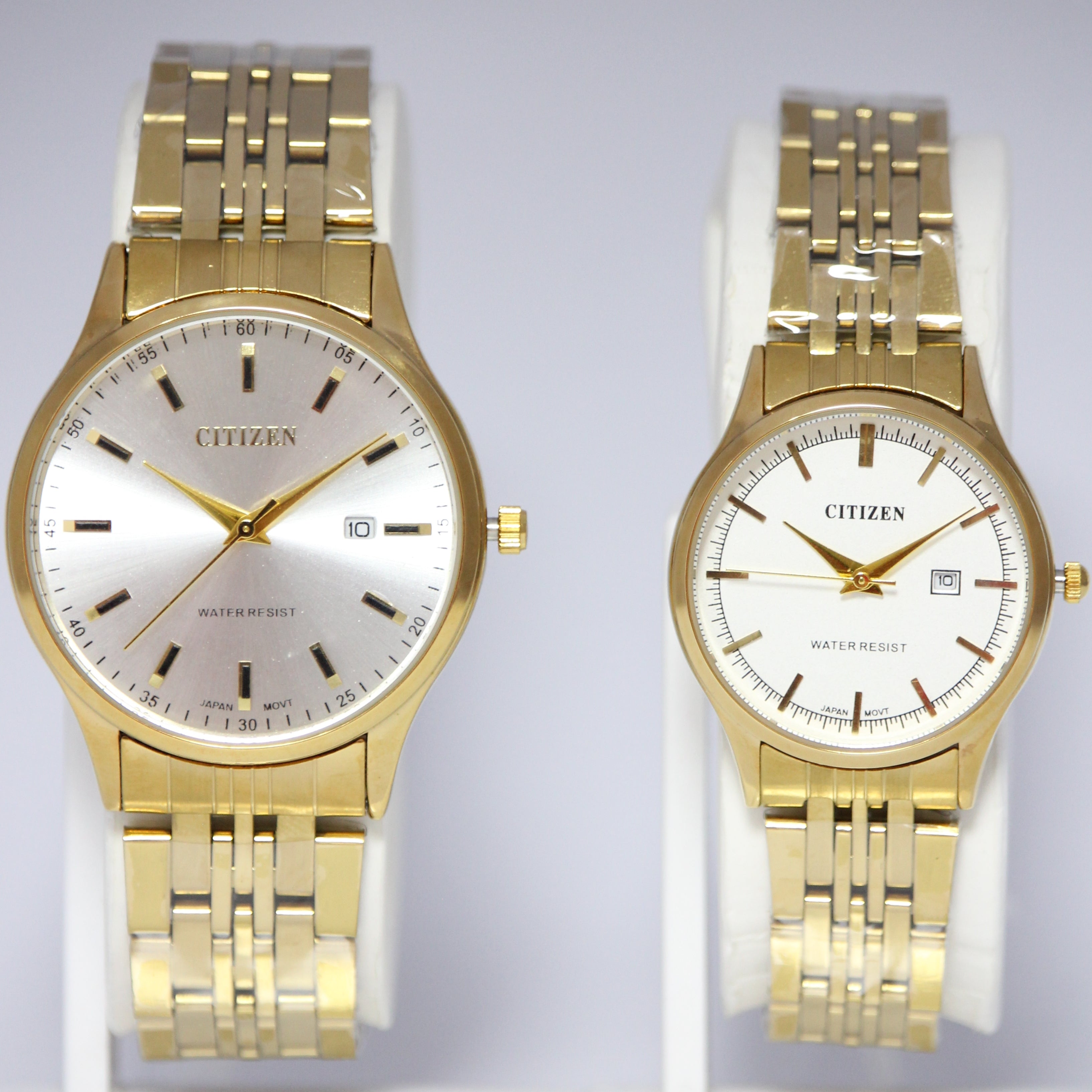 Citizen Classic Gold Couple Watches (BZ-HH04) – White Dial Stainless Steel