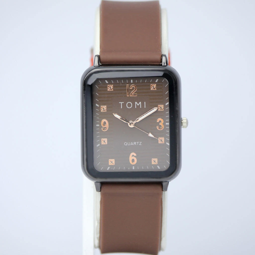 TOMI Men’s Quartz Watch (BZ-FD12) – Brown Dial Rectangular Design