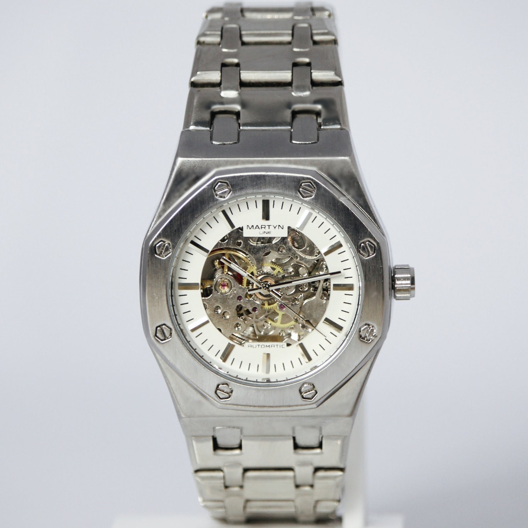 Skyline Martyn Automatic Skeleton Men’s Watch (BZ-ES07) Limited Edition – White Dial Stainless Steel