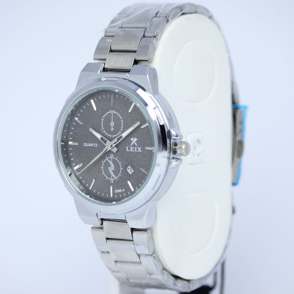 LEIX Men's Quartz Watch (BZ-ES24) - Grey Dial with Date Stainless Steel