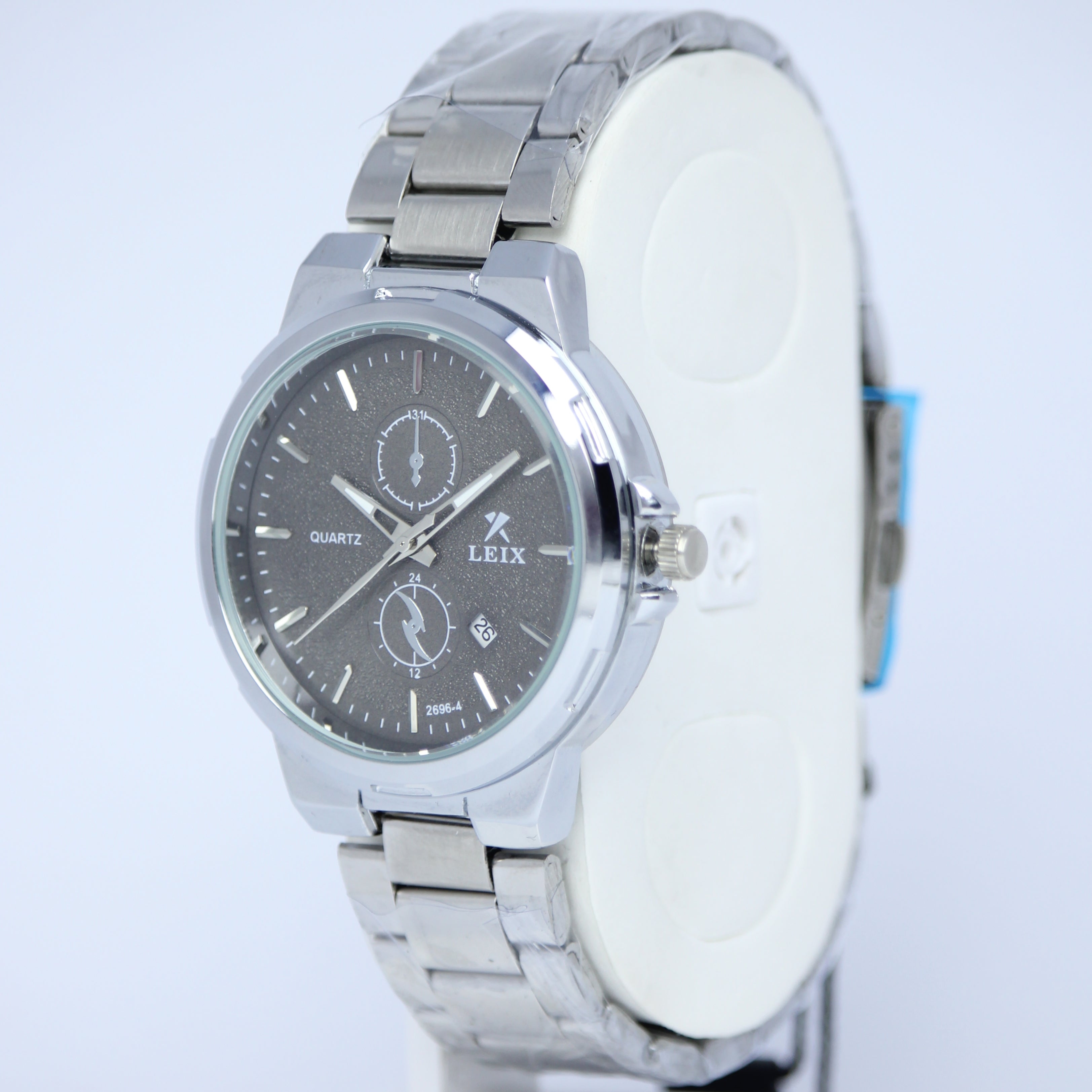LEIX Men's Quartz Watch (BZ-ES24) - Grey Dial with Date Stainless Steel