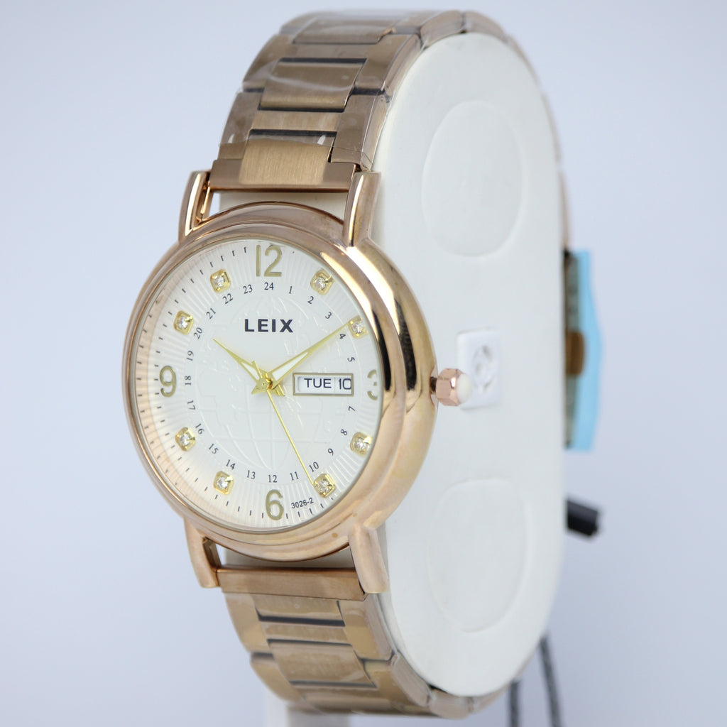 LEIX Men's Quartz Watch (BZ-ES23) - White Dial with Date & Day
