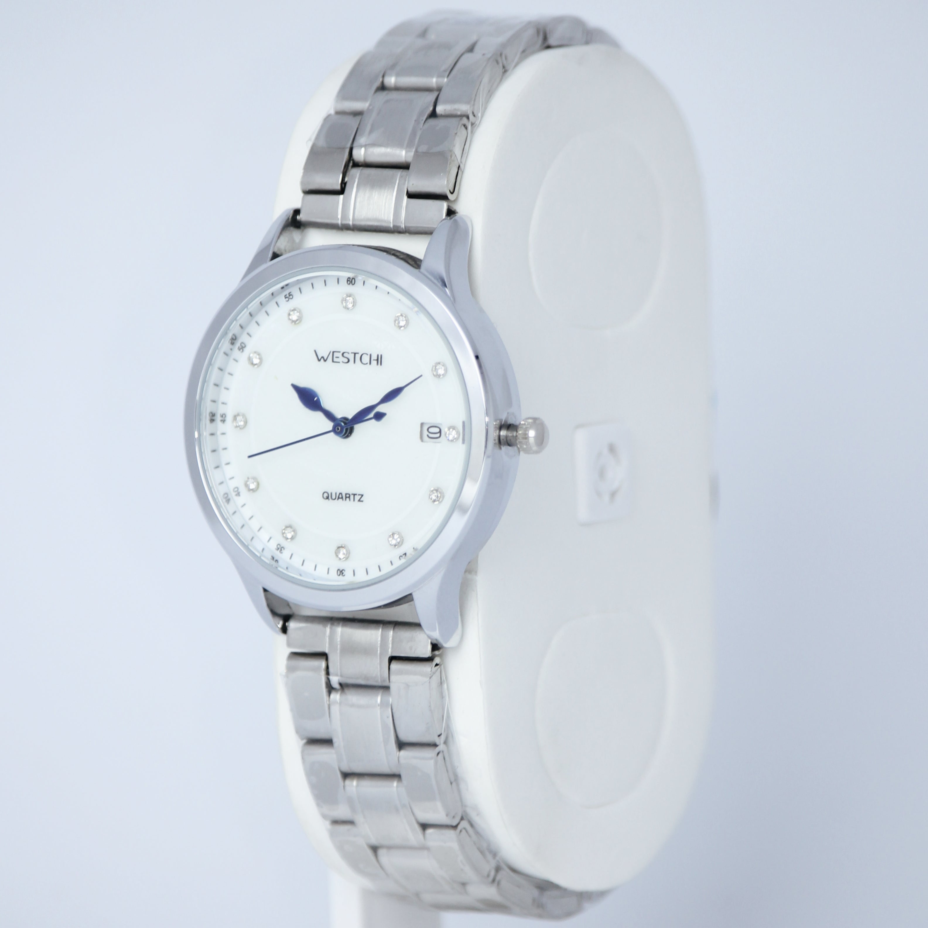 WESTCHI (BZ-SS02) Women's Elegant Quartz Watch – Silver Bracelet with Date Display