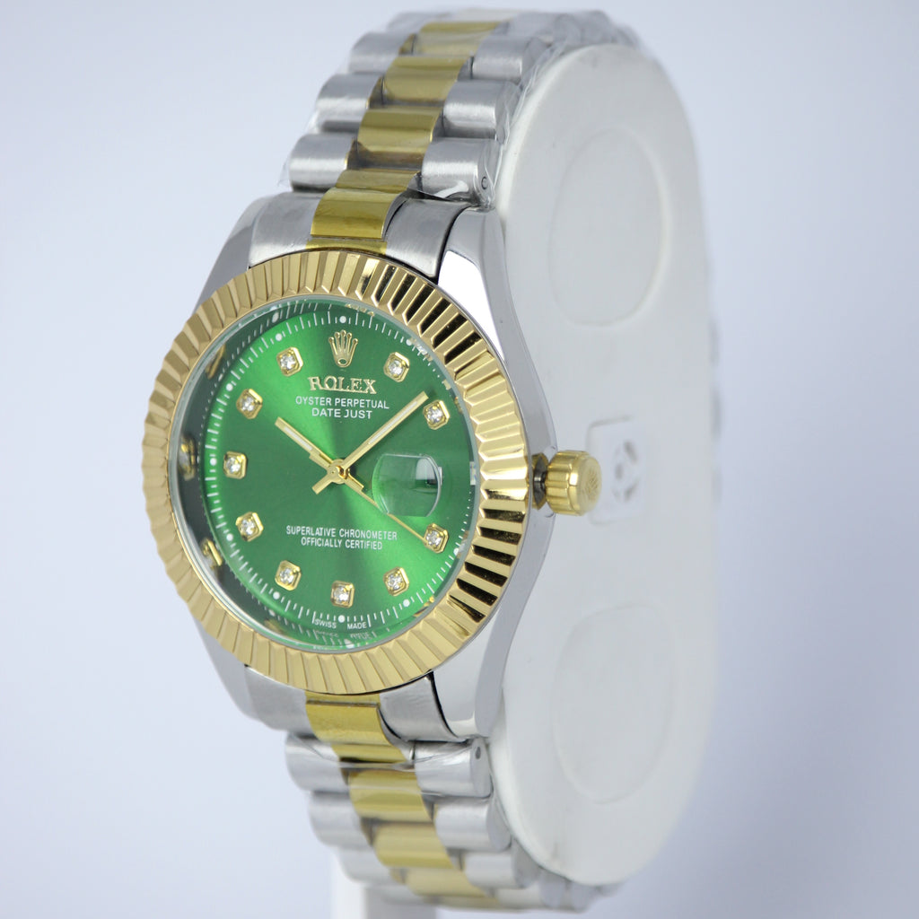 Rolex Oyster Perpetual Datejust Men’s Watch (BZ-ES015) – Green Dial with Gold Case