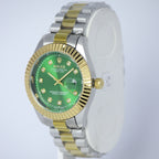 Rolex Oyster Perpetual Datejust Men’s Watch (BZ-ES015) – Green Dial with Gold Case