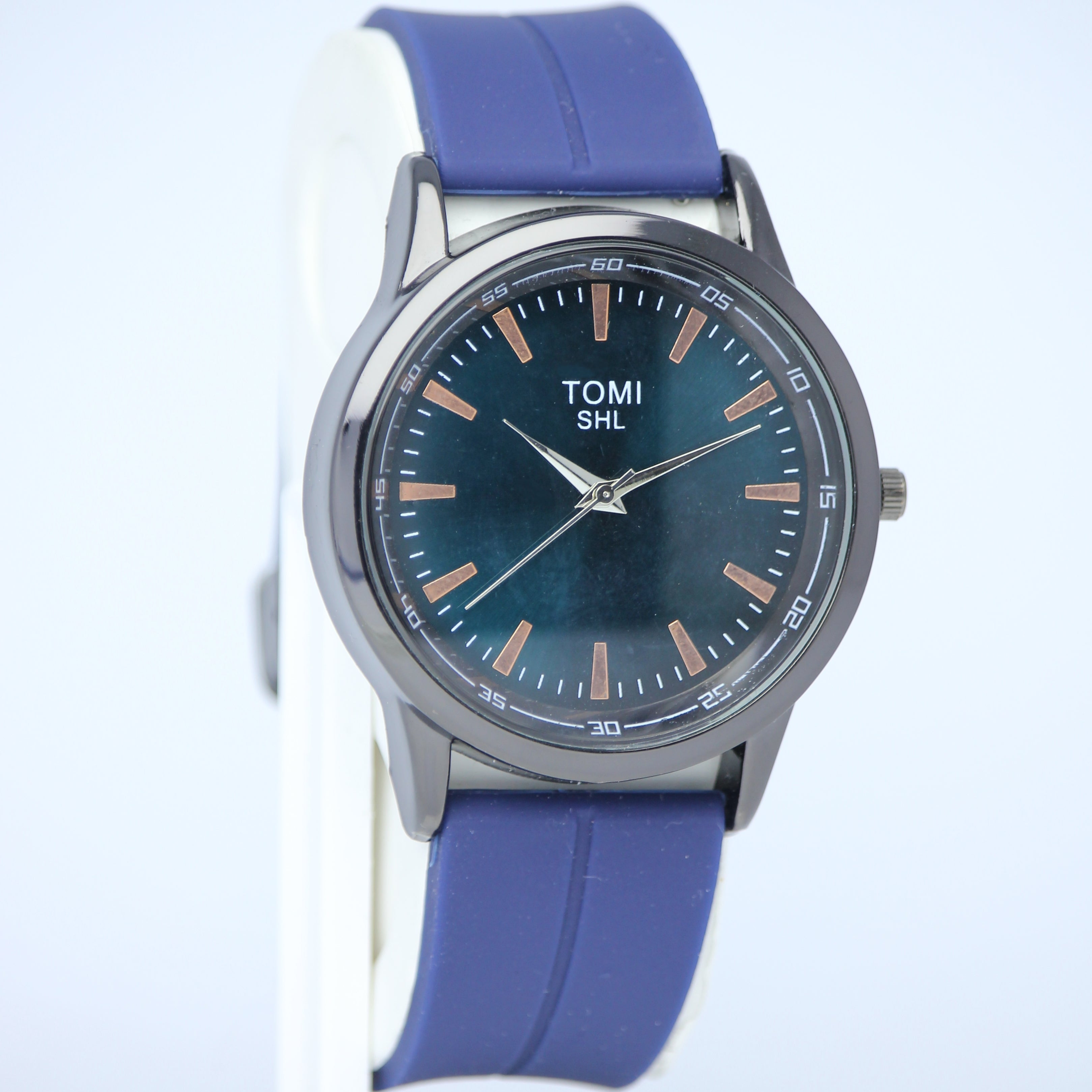 TOMI SHL Men’s Quartz Watch (BZ-FD08) – Blue Dial with Copper Markers