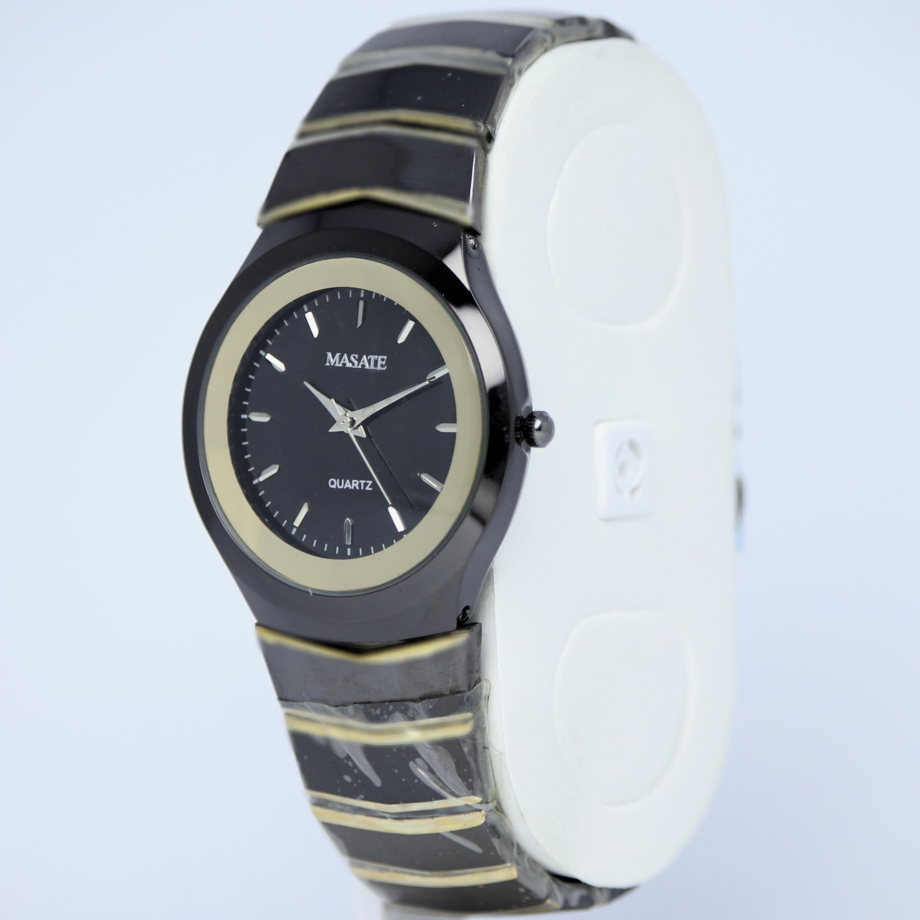MASATE Men’s Quartz Watch (BZ-ES22) – Black Dial with Gold-Tone Stainless Steel