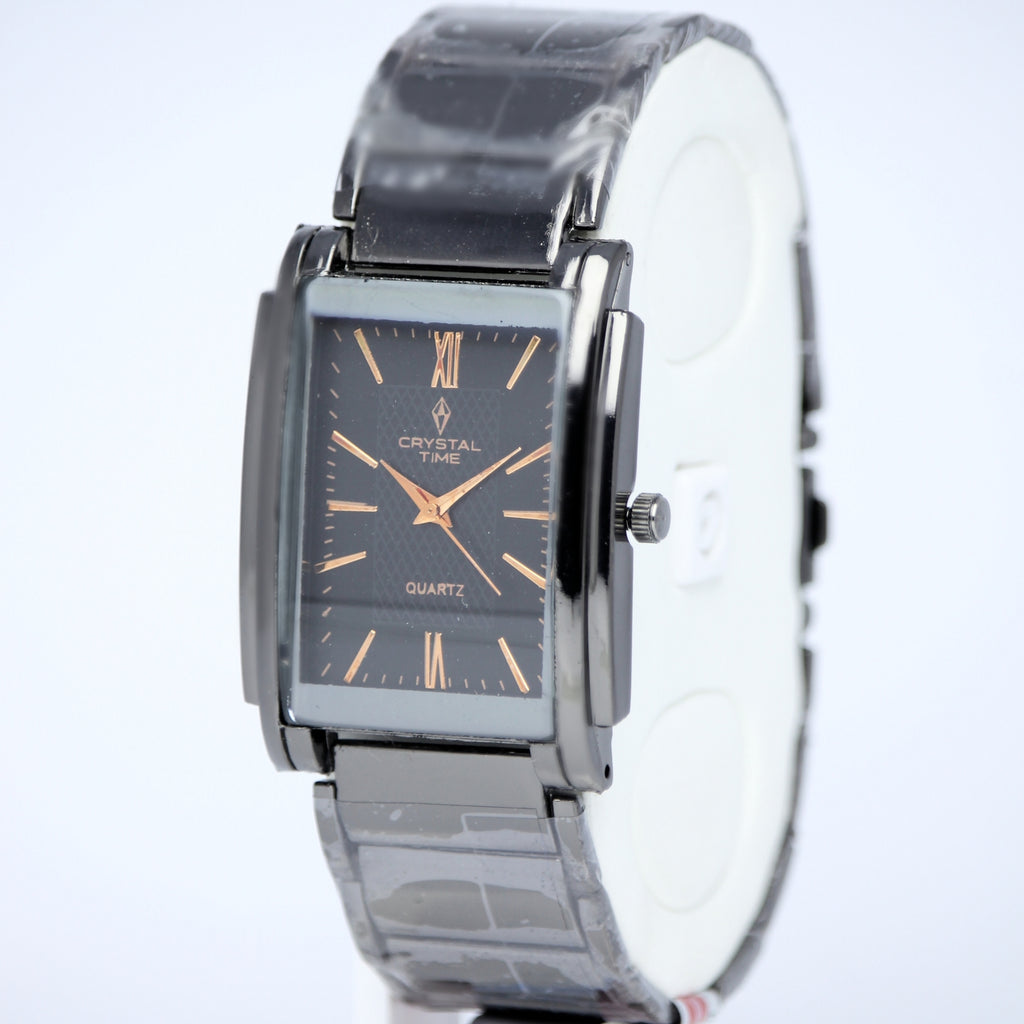 Crystal Time Men’s Quartz Watch (BZ-ES33) – Rectangular Black Dial
