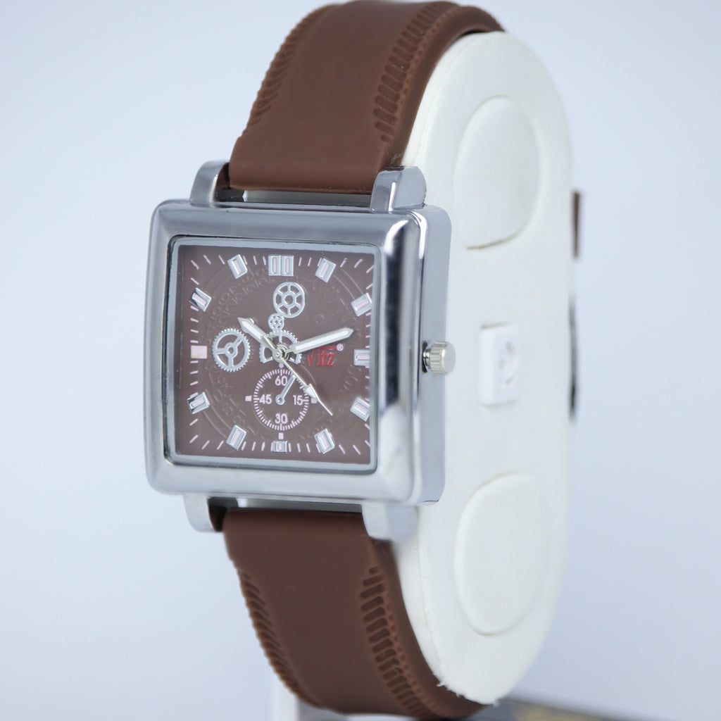 VITZ Stylish Men’s Quartz Watch (BZ-FD10) – Square Brown Dial