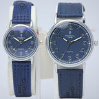 Crystal Time Quartz Couple Set (BZ-HH08) – Blue Textured Dial