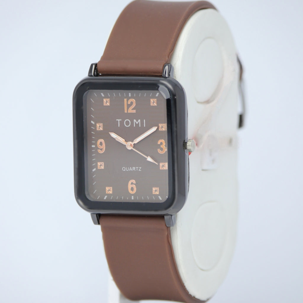 TOMI Men’s Quartz Watch (BZ-FD12) – Brown Dial Rectangular Design