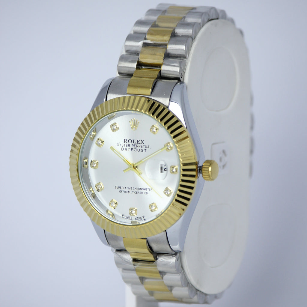 Rolex Oyster Perpetual Datejust Men’s Watch (BZ-ES015) – Silver Dial with Gold Case