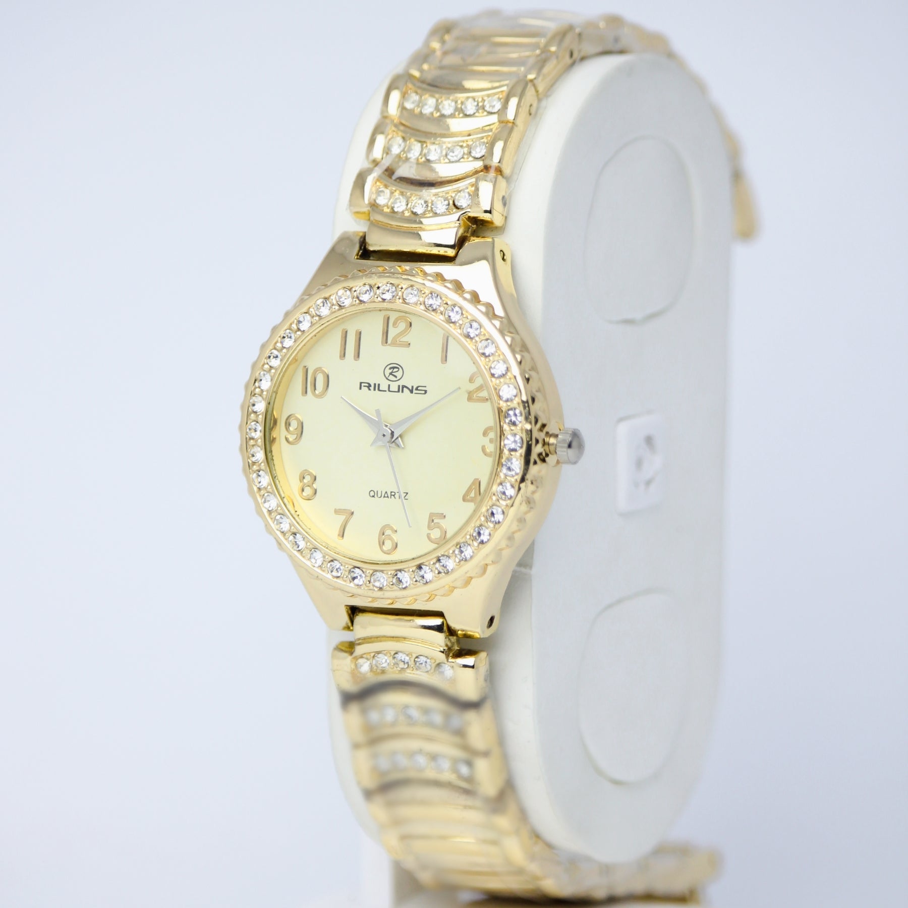 RILLINS Women’s Gold Crystal Watch (BZ-SS03) - Gold Dial with Stone Detailing