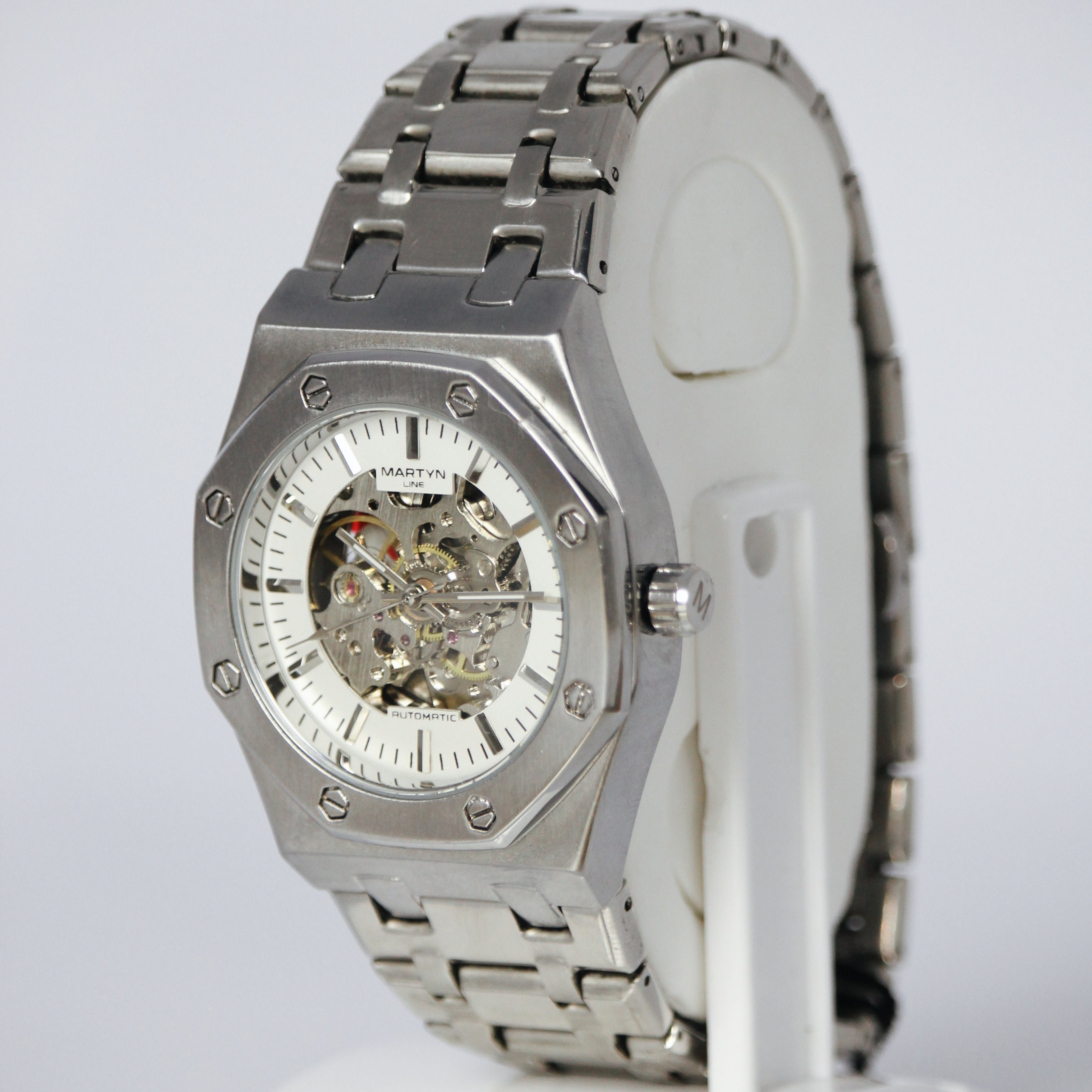 Skyline Martyn Automatic Skeleton Men’s Watch (BZ-ES07) Limited Edition – White Dial Stainless Steel