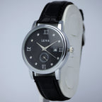 LEINA Men’s Leather Strap Watch (BZ-FD03) - Black Dial with Date
