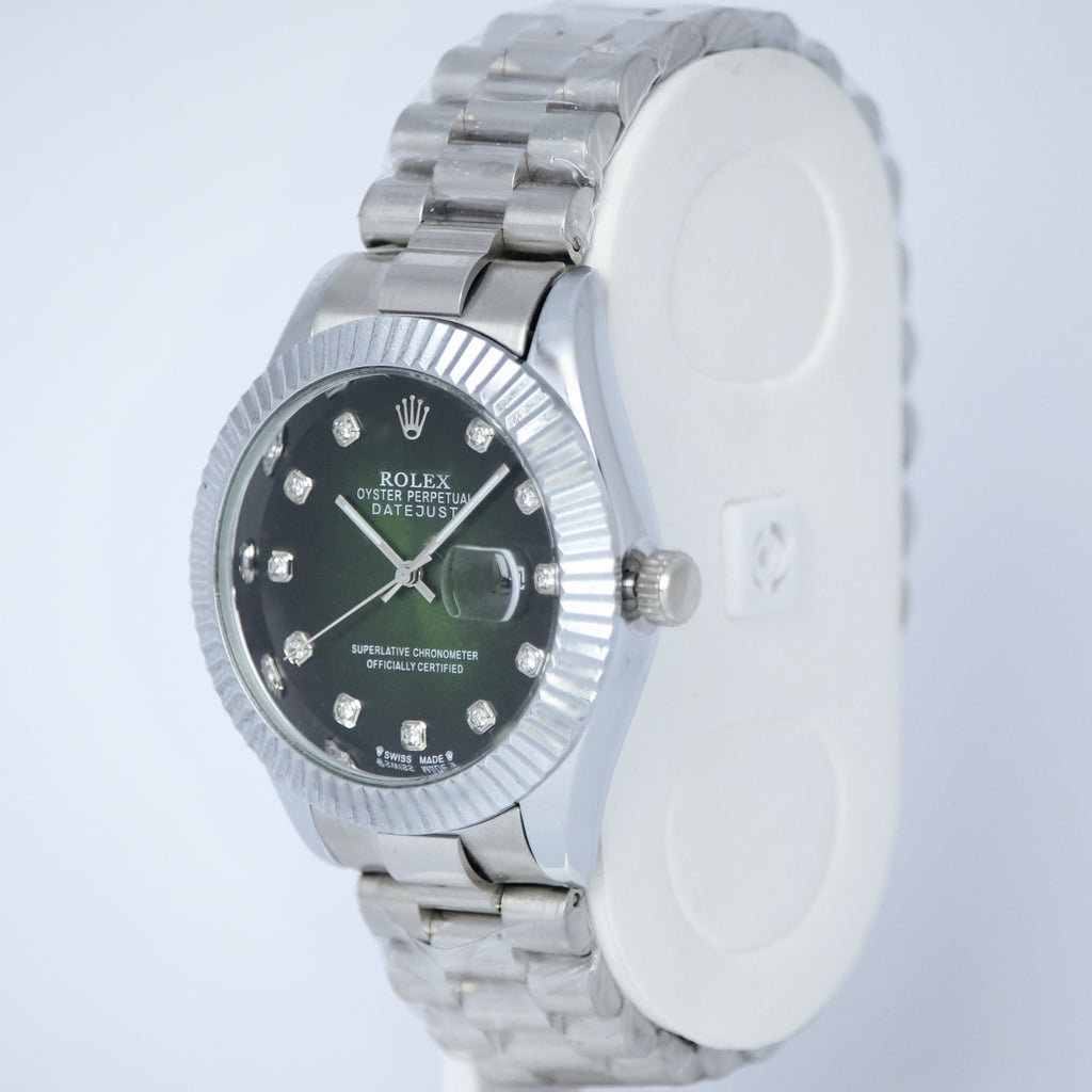 Rolex Oyster Perpetual Datejust Men’s Watch (BZ-ES015) – Green Dial with Silver Case