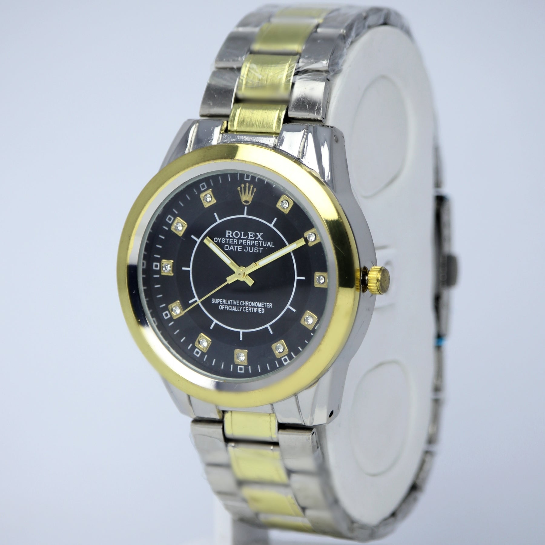 ROLEX Men’s Two Tone Watch (BZ-ES30) - Black Dial Stainless Steel