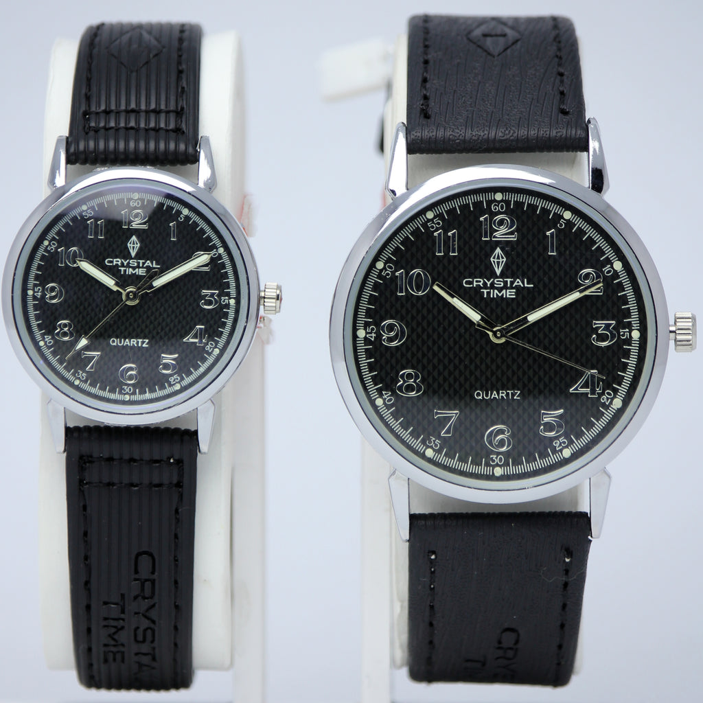 Crystal Time Quartz Couple Set (BZ-HH08) – Black Textured Dial