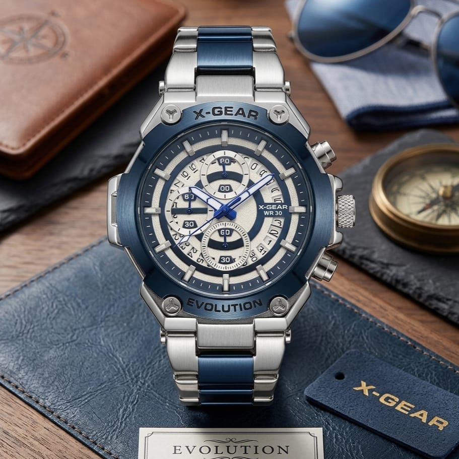 X-Gear Evolution Men’s Watch (BZ-ES06) Limited Edition – Silver & White Stainless Steel