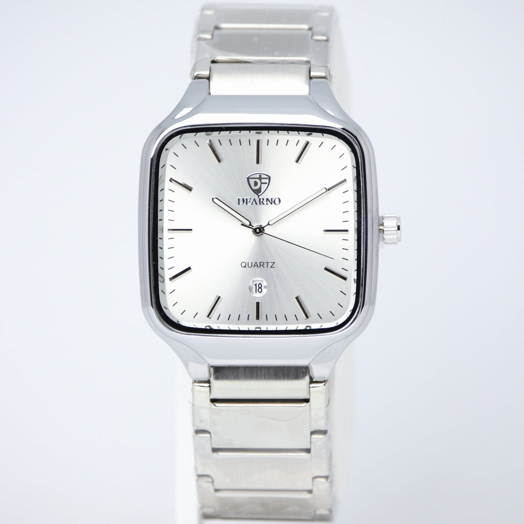 Dearno Men’s Quartz Watch (BZ-ES43) - Silver Square Dial with Date