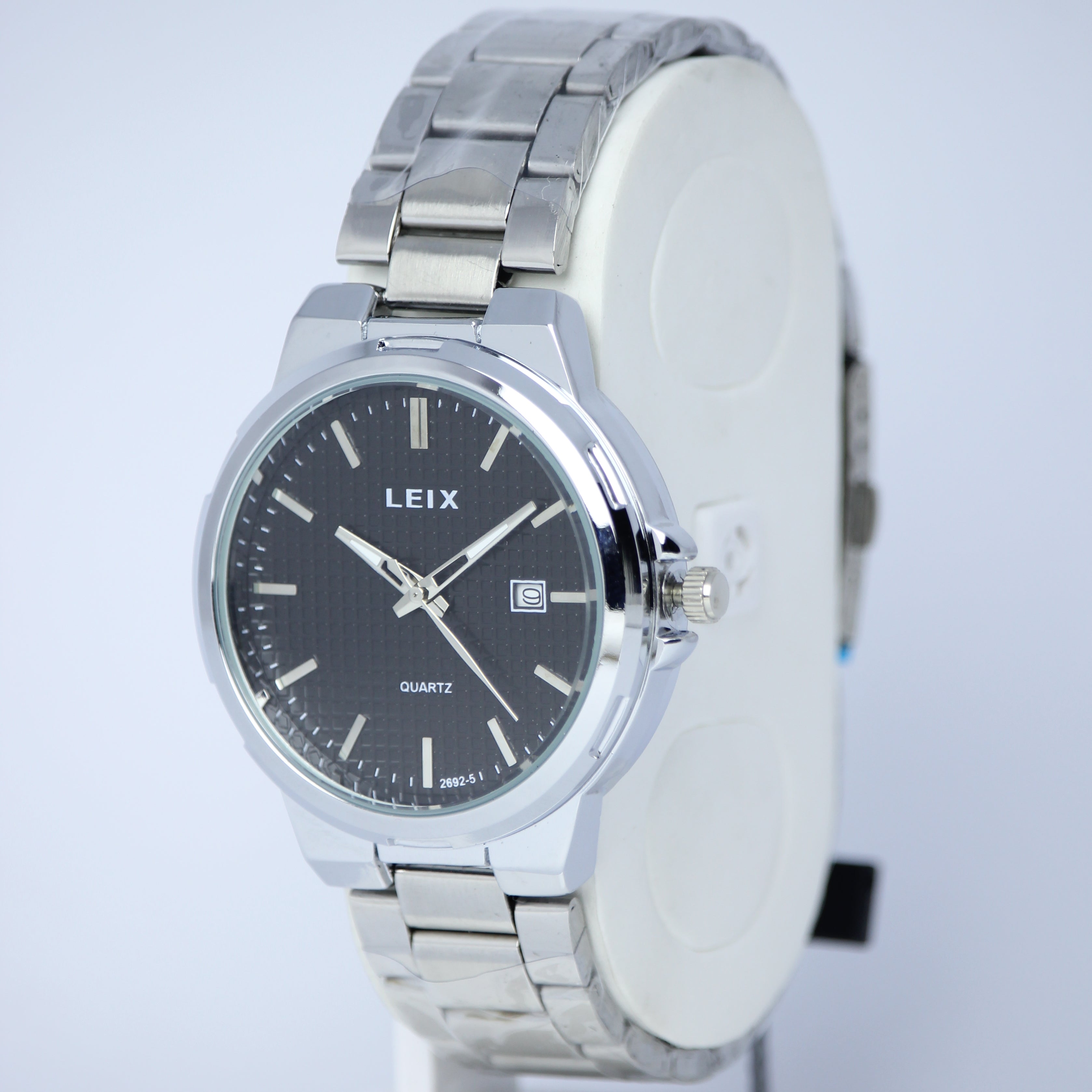 LEIX Men’s Quartz Watch (BZ-ES19) – Black Textured Dial Stainless Steel