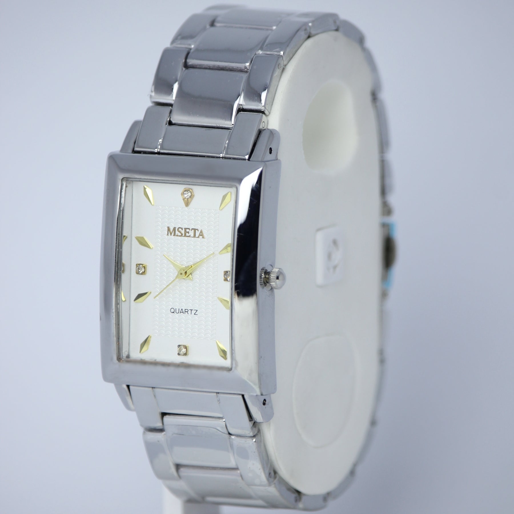 MSETA Men’s Quartz Watch (BZ-ES18) – Rectangular White Dial Stainless Steel